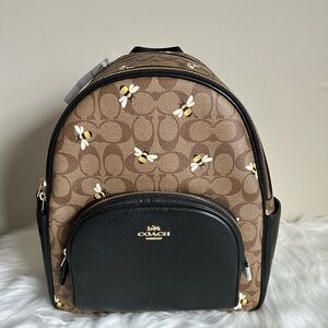 NWT Coach Court Backpack In Signature Canvas With Bee Print